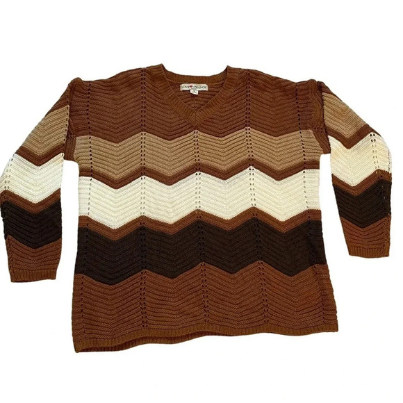 Love Change Italy Chevron Knit‎ Retro Style Sweater 1X - Picture 1 of 7